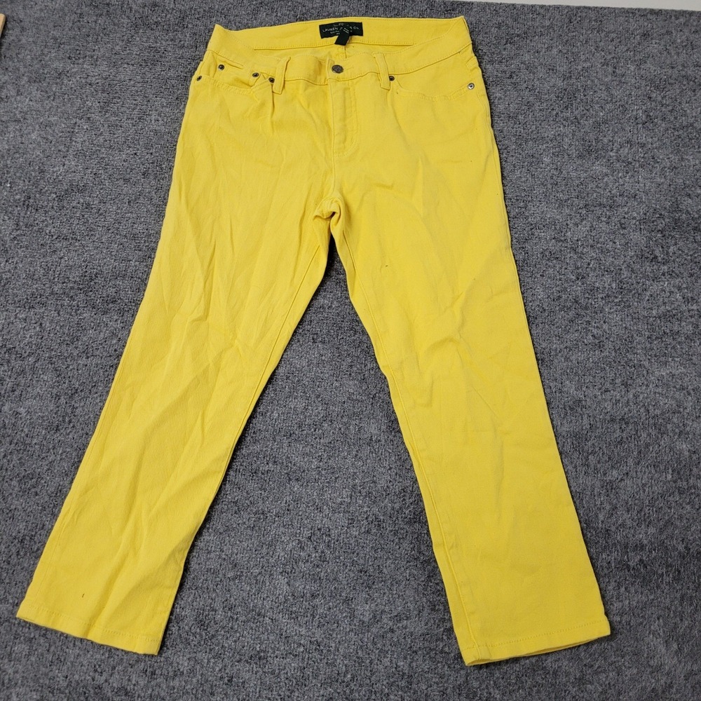 Lauren Ralph Lauren Jeans Womens 8P Yellow Petite Cropped Straight Leg Stretch